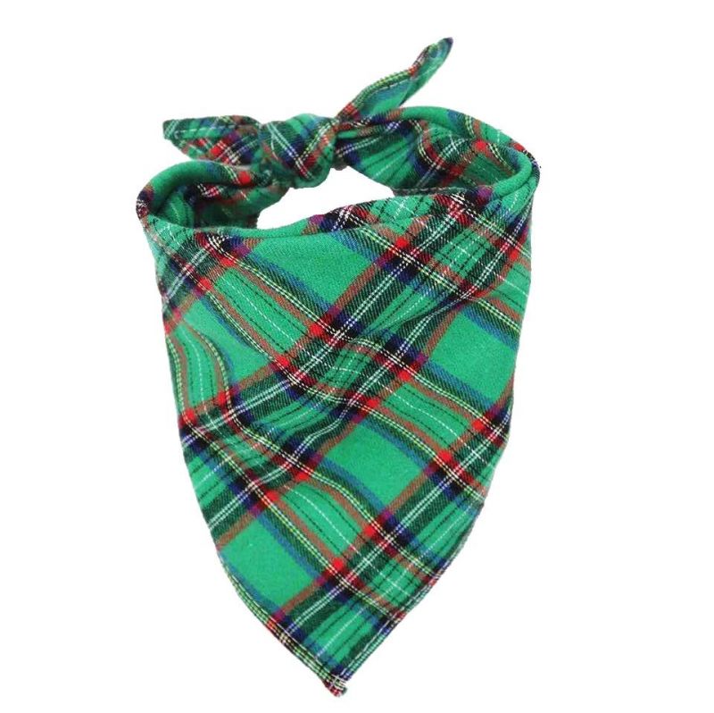 Hot Sell Custom Printed Pet Cotton Plaid Dog Bandanas with Logo