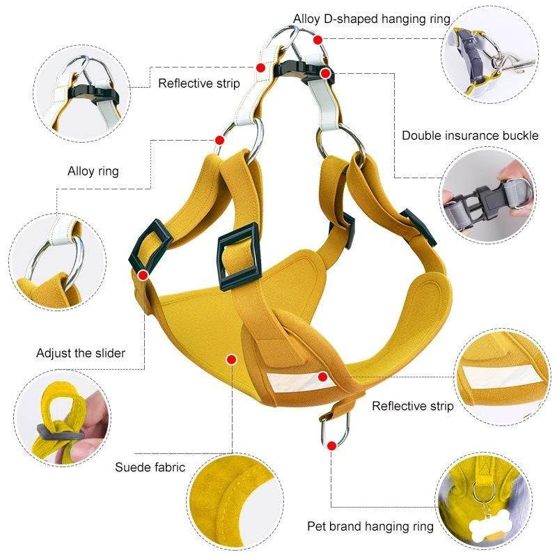 Suede Dog Chest Back Small and Medium-Sized Dog Vest Type Leash