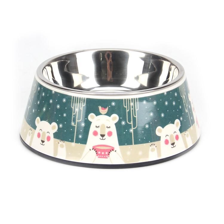 Wholesale Round Stainless Steel Slow Feed Pet Cat Dog Bowl