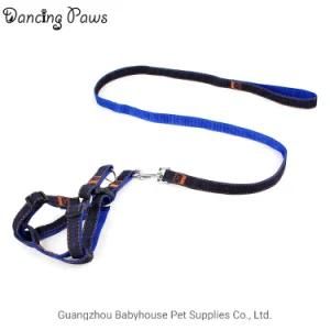 Promotion Stock Custom Denim Leash Set Different Colors Dog Harness