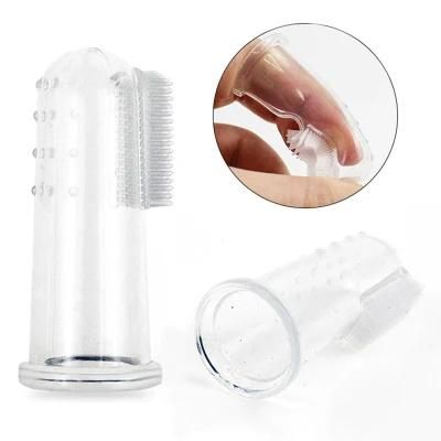 Two in One Fit Finger Design BPA Free Silicone Toothbrush Pet
