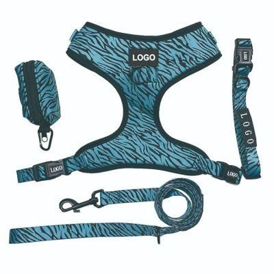 Wholesale Neoprene Designer Dog Lead Adjustable Collar Cat Custom Harnesses Set No Pull Pet Harness Leash Dog Training Vest