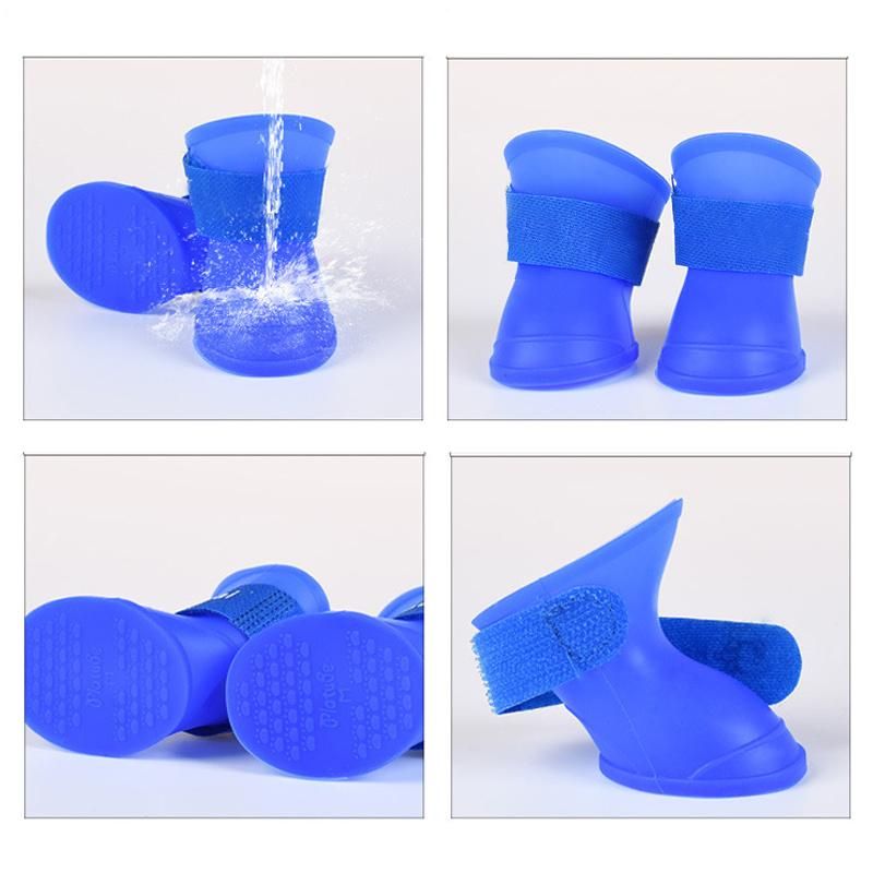 Customized Anti-Slip Waterproof Rubber Silicone Pet Dog Shoes for Rain Pavement Heat