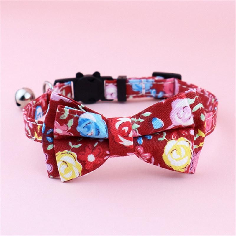 Portable and Fabric Pet Collars with Bell and Bow Tie