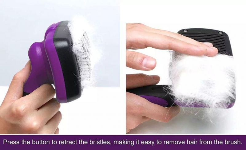 Pet Dematting and Detangling Comb Self-Cleaning Brushes Dog Cat Hair Remover Brush for Shedding and Grooming Dog Slicker Brush