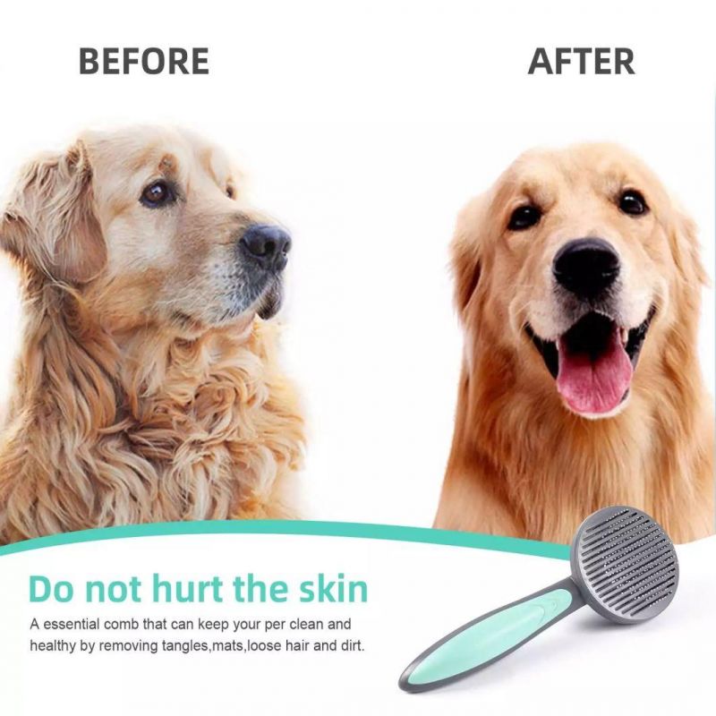 Stainless Steel Middle Size Self Cleaning Brushes Shedding Grooming Brush Tools Pet Dematting Comb