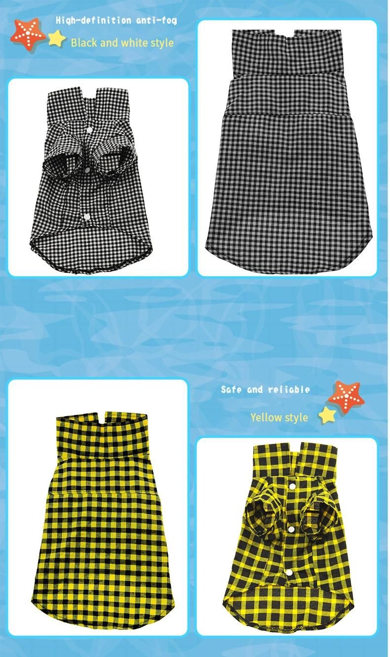 Wholesale Plaid Pet Cat Summer Clothes Dog T Shirt Turndown Collar Dog Shirt