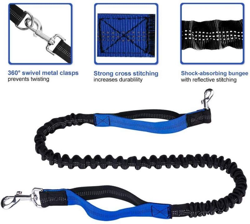 Dual-Handle Reflective Bungee Handsfree Leash