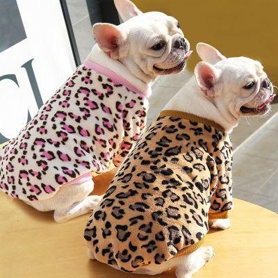 Fashion Leoopard Fleece Warm Coat Dog Accessories Apparel Pet Clothes