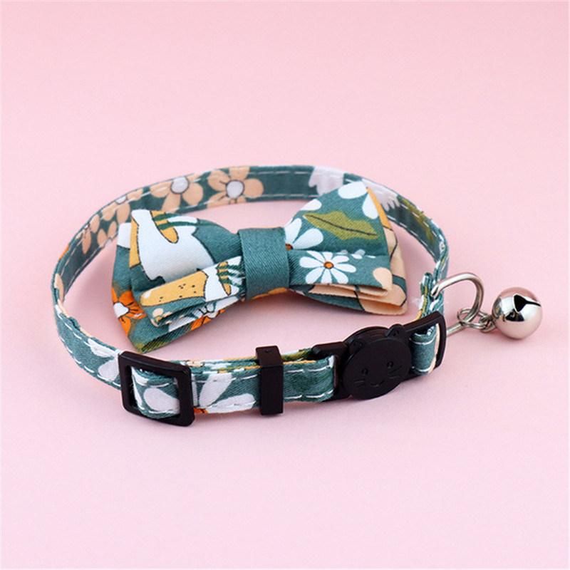Portable and Fabric Pet Collars with Bell and Bow Tie