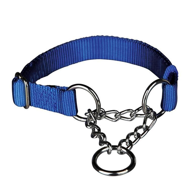 OEM Wholesale Adjustable Nylon Martingale Dog Training Collar with Stainless Steel Choke Chain