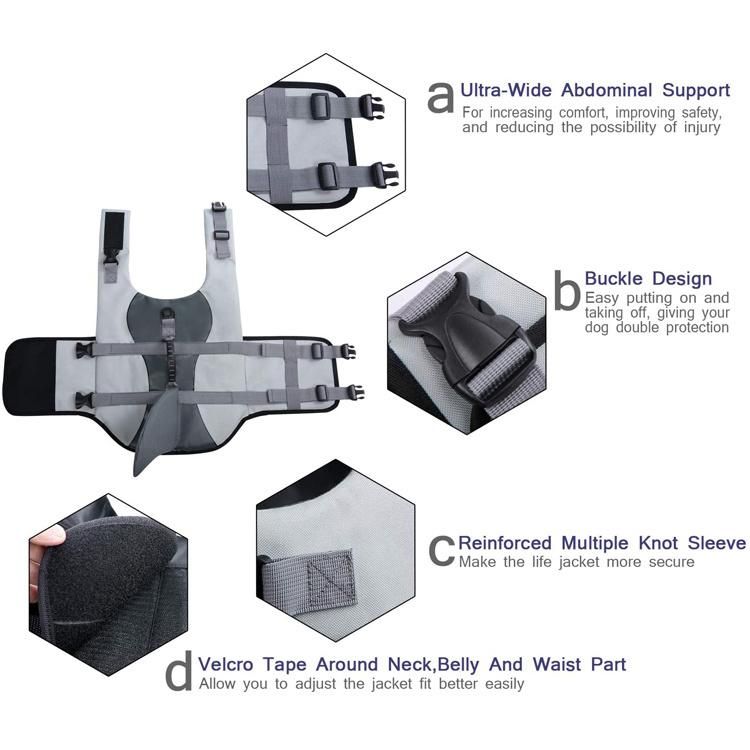 Dog Life Jacket Ripstop Dog Safety Vest Adjustable Preserver with High Buoyancy and Durable Handle for Small Medium Large Dogs