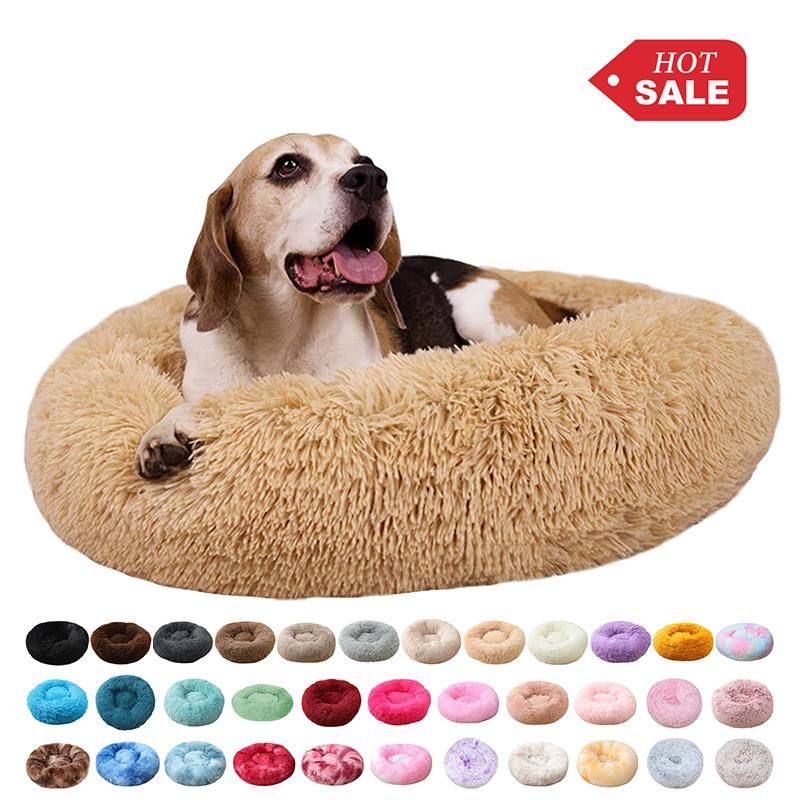 Cheap Cama De Perro 40cm 120cm Custom Fur Canvas Warm Round Donut Cuddler Luxury Animal Bed Cat Cushion Pet Beds for Dog