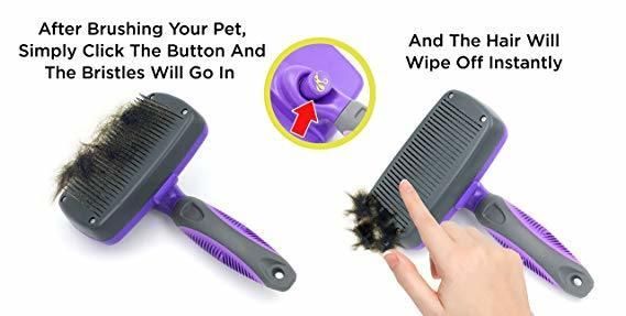 Pet Dematting and Detangling Comb Self-Cleaning Brushes Dog Cat Hair Remover Brush for Shedding and Grooming Dog Slicker Brush