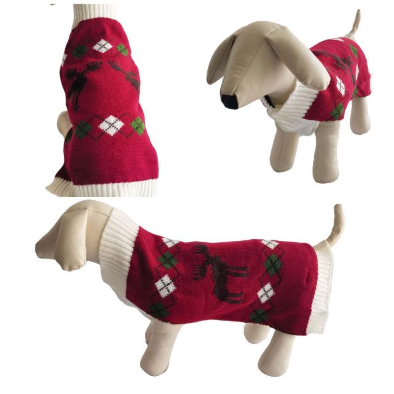 Christmas Moose Sweater Knitted Acrylic Dog Accessories Apparel Pet Clothes