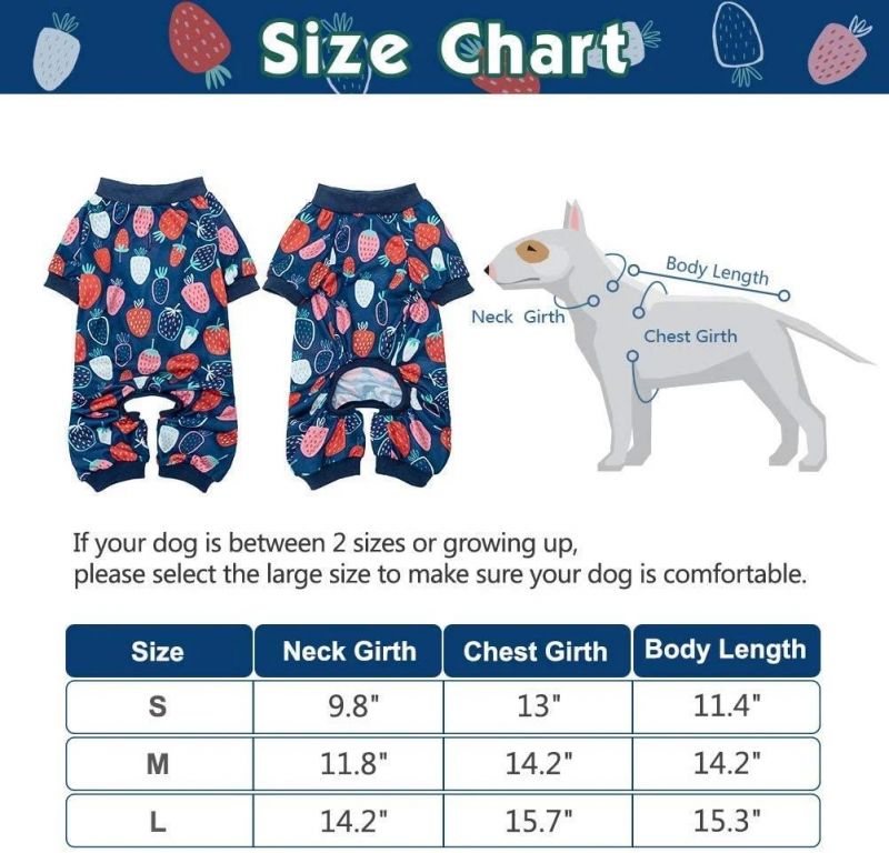 Soft Dog Pajamas Adorable Dog Apparel Jumpsuit Cute Pet Clothes with Fruit Pattern Fashionable Lightweight Puppy Jumpsuit Cotton