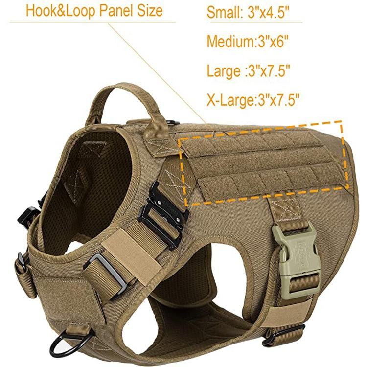 Large Dog Military Style Durable Tactical Dog Harness for Walking Training