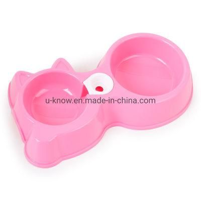 Cat Double Bowl Pet Bowls Pet Feeding Bowl Plastic Bowl