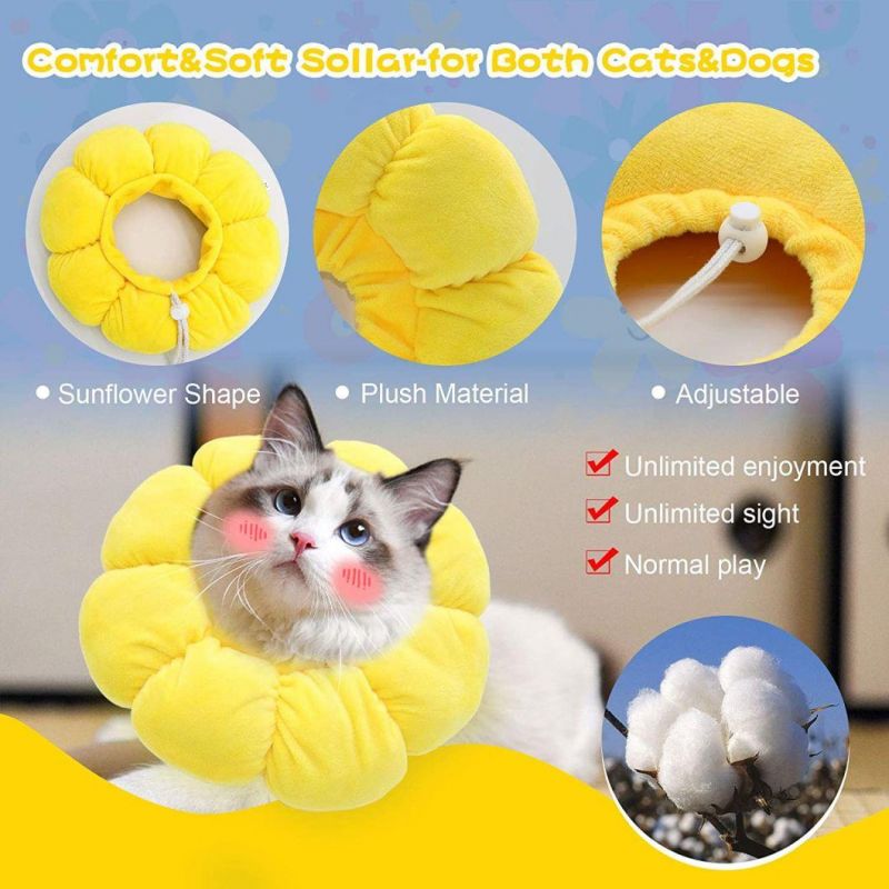 Cat Recovery Collar Cute Sun Flowers Neck Cat Cones After Surgery