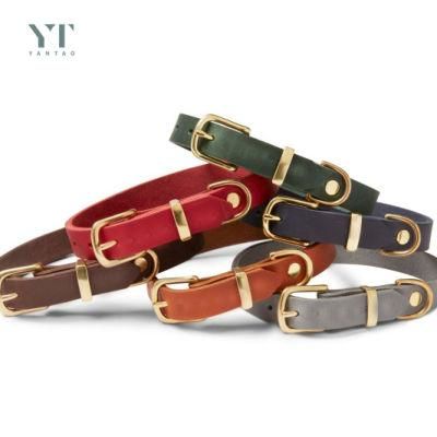 Custom Outdoor Pet Cat Collar and Leash Set Luxury Vegan PU Leather Dog Collar with Brass Buckle