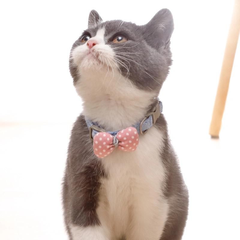 Cat Collars Cotton Striped Bowknot Necklace Tie Puppy Bandana Collar