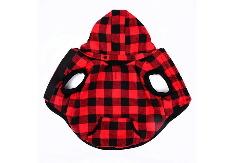 Classical Plaid Design Dog Clothes Hoodie Winter Pet Coat