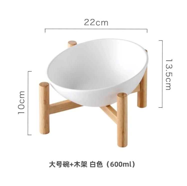High Quality Ceramic Pet Cat Bowl with Bamboo Stand