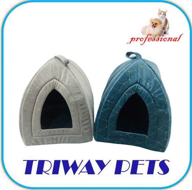 Comfort Soft Terry Pyramid Hut Cat Pet Bed
