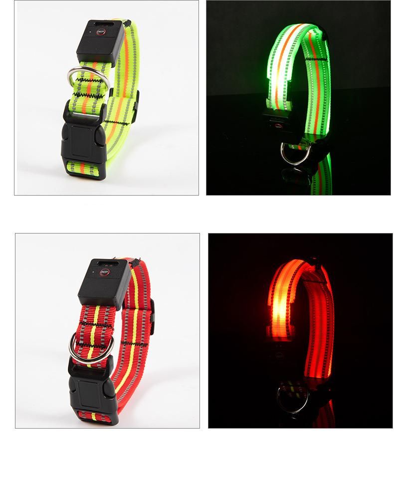 Reflective Waterproof Rechargeable Light-Emitting Collar Multi-Function LED Dog Collar