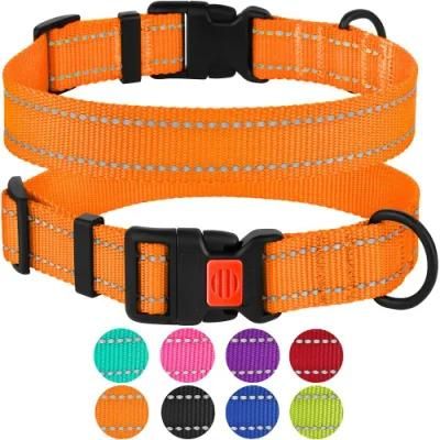 Reflective Dog Collar with Buckle Adjustable Safety Nylon Collars
