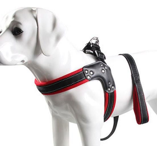 Dog Harness with PU Leather and Rhinestone Decorations Pet Harness Dog Leash Set