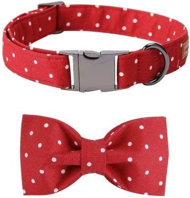 Beautiful Logo Customized Pet Necklace Soft Canva Bowtie Dog Collars