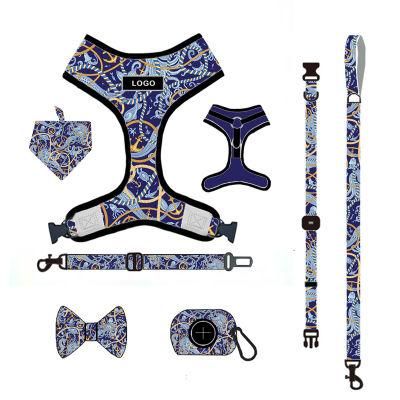 Tactical Dog Harness and Leash Set Custom Logo Pattern Mesh Nylon Dog Belt Personalized Sublimation Pet Supplies Manufacture Dog Products