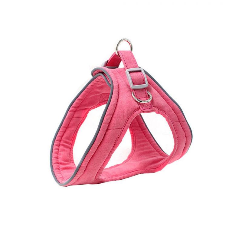 All Round Reflective Pet Harness Soft Suede Dog Harness with Dog Leash