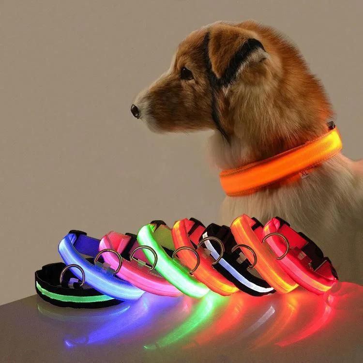 Pet Animals Safety LED Night Flashing Flashing USB Cable Adjustable Rechargeable Glow Light up LED Pet Dog Collar for Animals