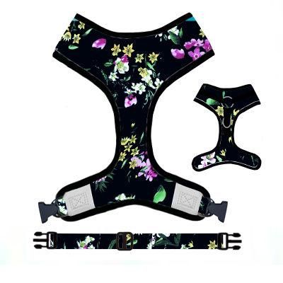 Factory Wholesale Custom Soft Neck Adjustable Pet Dog Harness and Leash Personalized Print Polyester All Seasons Eco-Friendly Bowknot