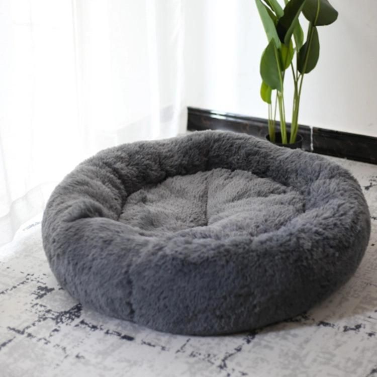 Hot Sale Popular Durable Many Colors Custom Color Available Autumn Winter Thickened Plush Donut Pet Bed for Cat Res