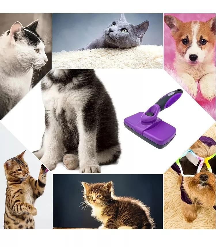 Pet Dematting and Detangling Comb Self-Cleaning Brushes Dog Cat Hair Remover Brush for Shedding and Grooming Dog Slicker Brush