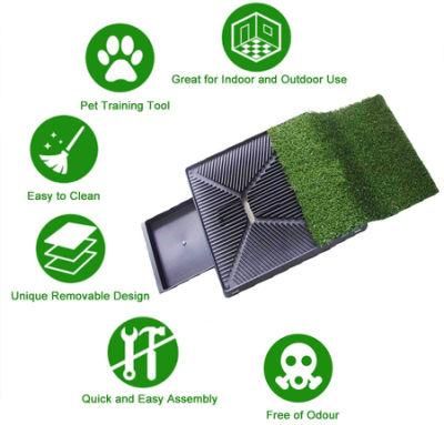 Wanhe Waterproof and Portable Indoor Outdoor Use Turf Patch Bathroom Mat PEE Pad Grass Dog Potty Trainer for Dog