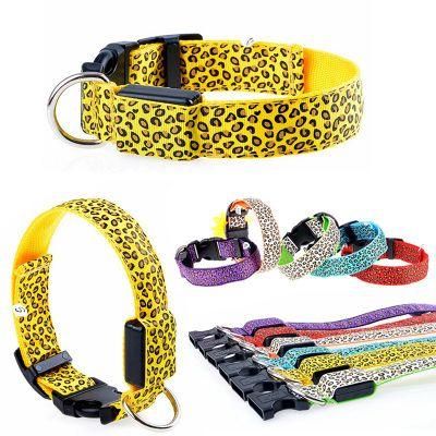 Nylon Leopard Spots Luminous LED Dog Collar Pet Products