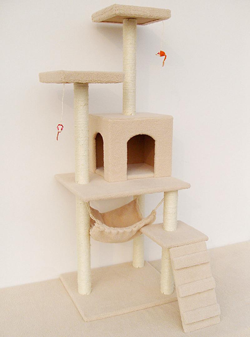Factory Supplier Customized Design Plush Wooden Pet Condo Cat Tree Tower Cat Climbtree