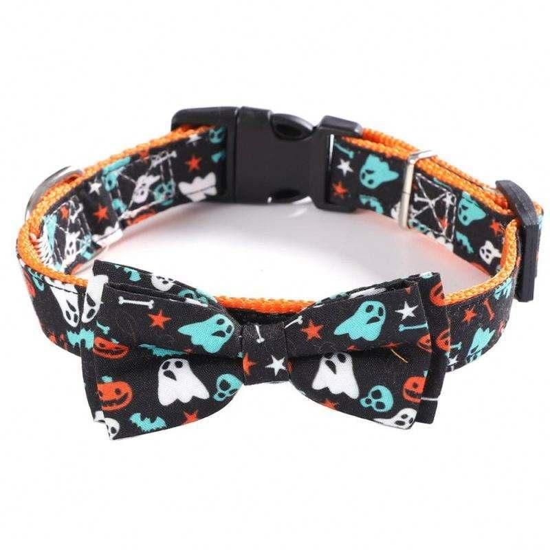 with Bow Tie Halloween Dog Training Collars Customized Brand Logo with Sash Small Bell