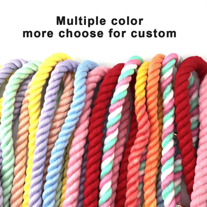 Hot Sale Customized Colored Gradient Cotton Rope Handmade Dog Leash Pet Leash