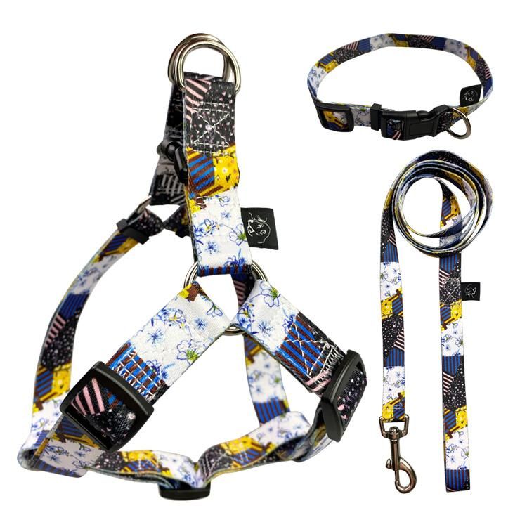 Manufacturer Custom Dog Harness Collars Leashes Set, Sublimation Polyester Pet Leash and Collars Harness