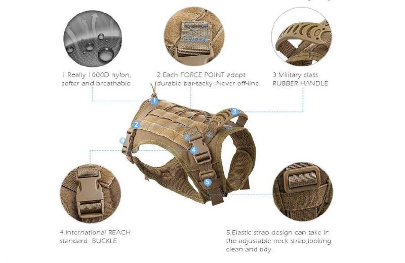 Durable Sturdy Tactical Dog Vest-Training Molle Harness-Tactical Dog Backpack