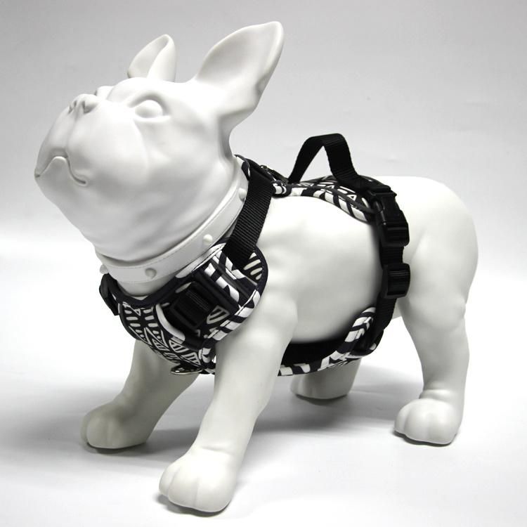 No Pull Adjustable Service Mesh Reflective Print Dog Harness