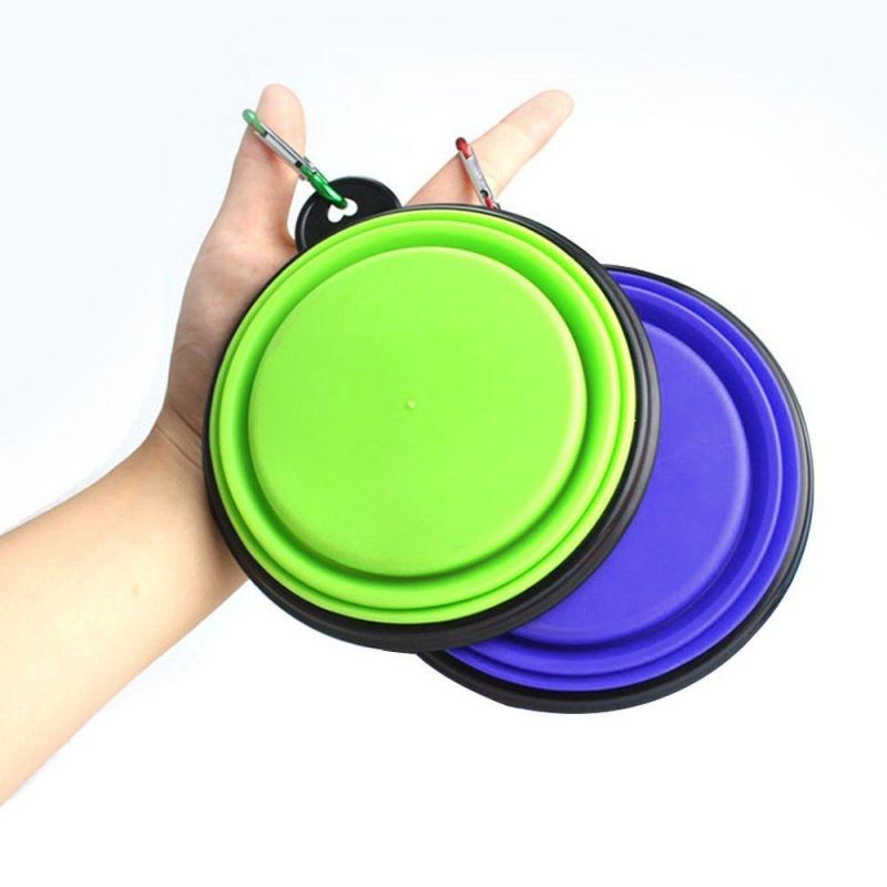 Collapsible Silicone Bowl with Color Matched Carabiner Clip - Dishwasher Safe BPA Free Food Grade Silicone Portable Pet Bowls - Foldable for Journeys, Hiking