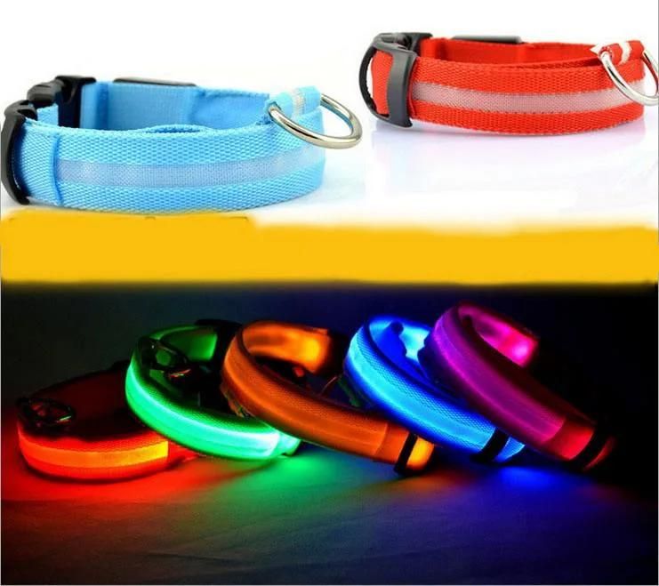 Pet Animals Safety LED Night Flashing Flashing USB Cable Adjustable Rechargeable Glow Light up LED Pet Dog Collar for Animals