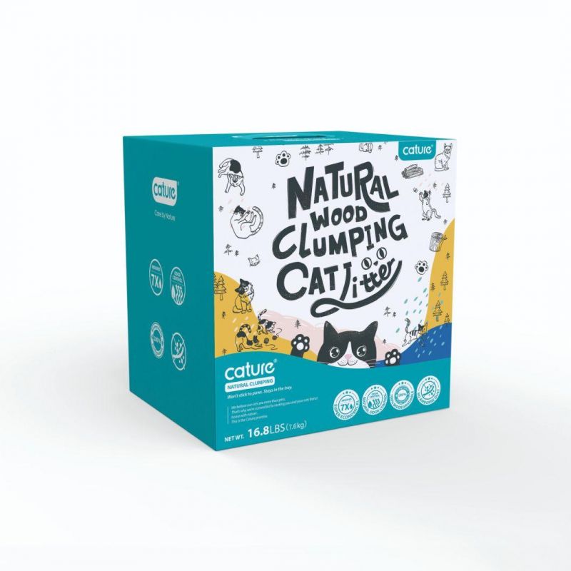 Natural Biodegradable and Flushable Wood Clumping Cat Litter with Activated Carbon Better Odor Control
