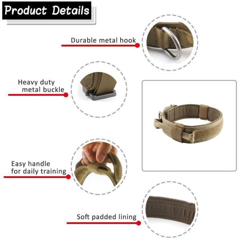 Adjustable Military Nylon Heavy Duty Metal Buckle with Control Handle Tactical Dog Collar